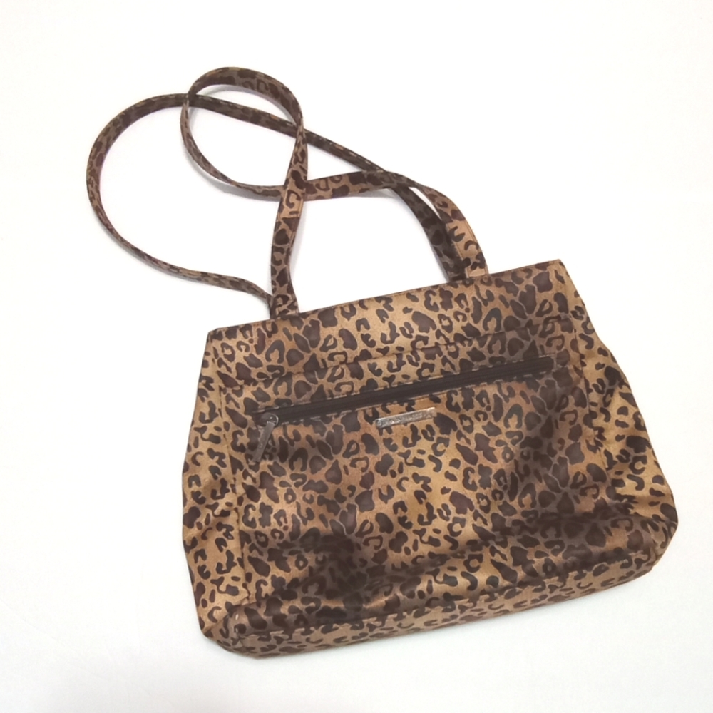 Gorgeous Nine West Cheetah Zip Snap Satchel Handbag 11" x 15"